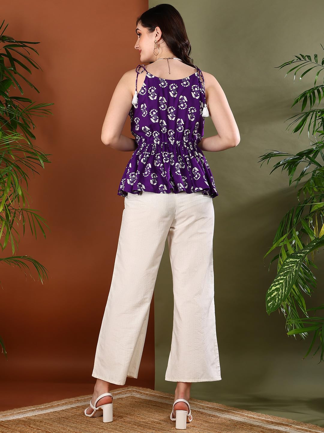 Stylum Womens Floral Printed Rayon Short Peplum Top
