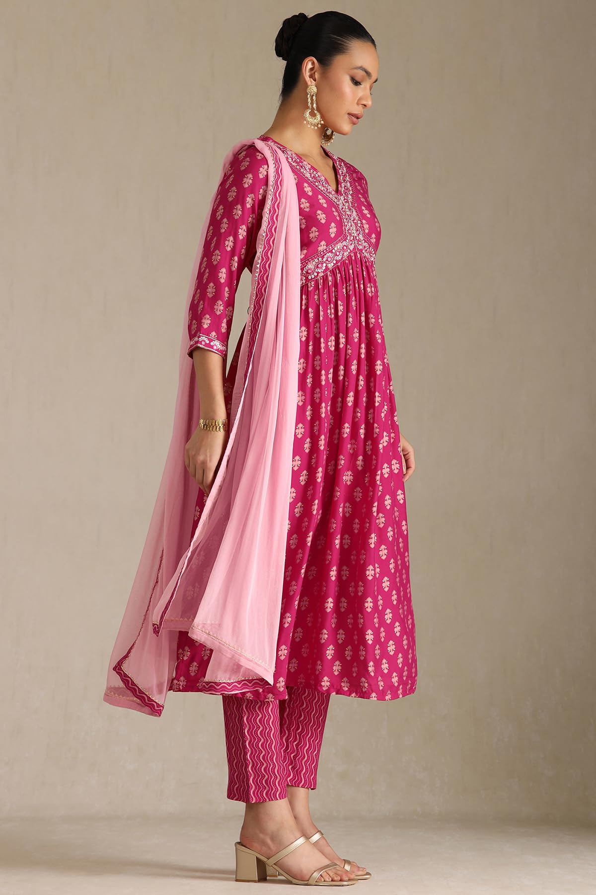 Soch Womens Viscose Muslin Salwar Suit Set (EWS5CD21973_Fuchsia
