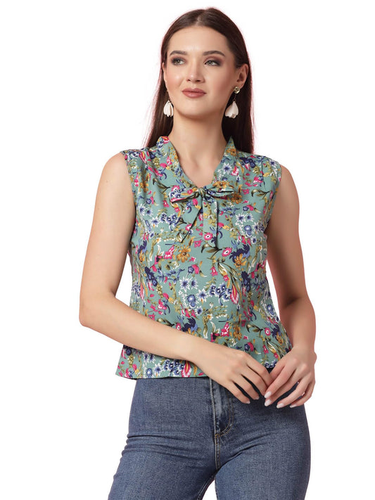 OOMPH! Sleeveless Tops for Women, Blue - mt741