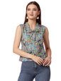 OOMPH! Sleeveless Tops for Women, Blue - mt741