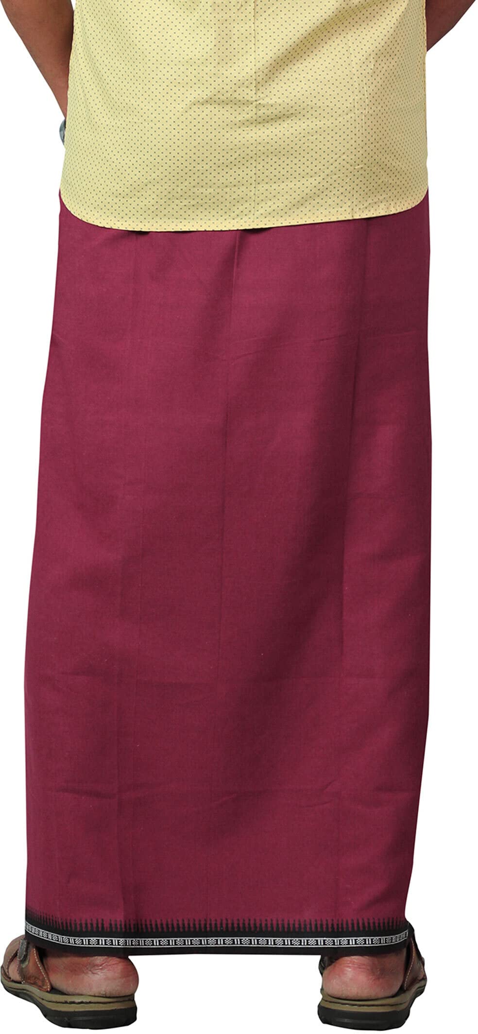 Prakasam Cotton Mens Kerala Thalapathi Border 2Way Pocket (Right &Left Side) Flexi Size (Adjustable) Colour Dhoti With 2 Side Po
