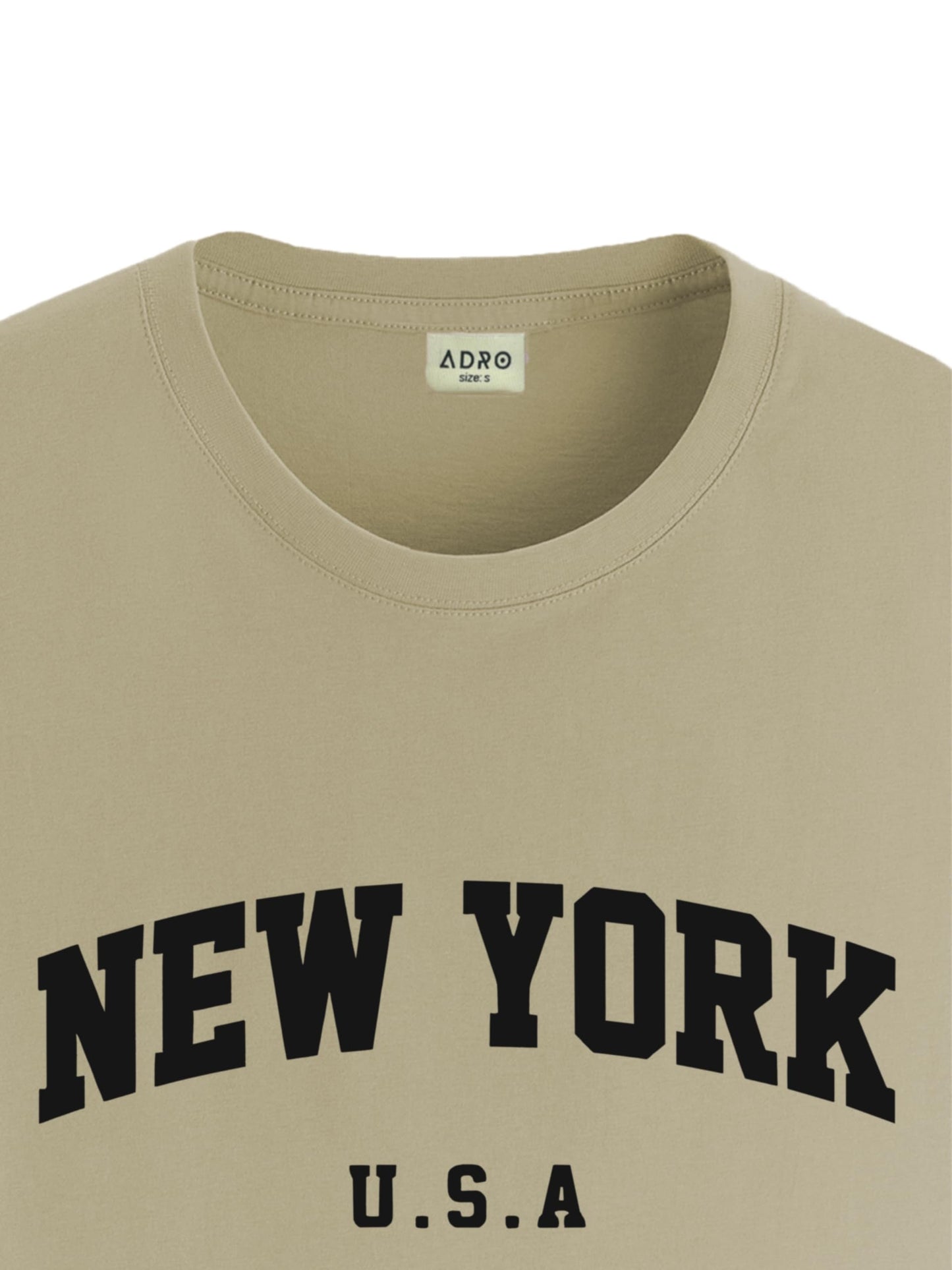 ADRO Mens Solid Regular Fit T-Shirt (RN24-NEW-BE_Beige