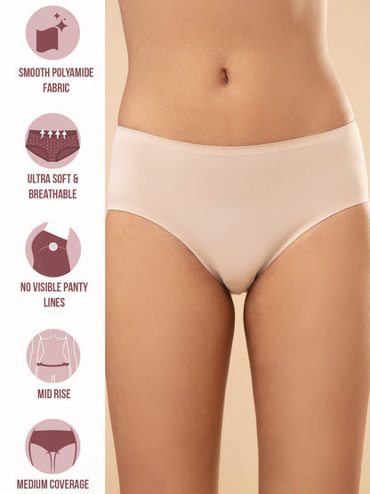 Nykd (Nyp209 Seamless Hipster Panty Underwear For Women | Full Coverage With No Visible Panty Line & Smooth No-Marks Waistband |
