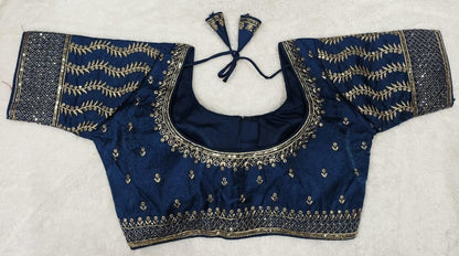 Pujia Mills WomenS Indian Ethnic Wear Designer Golden Zari Embroidery With Sequence Diamond Work Round Neck Half Sleeve Readyma