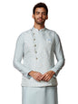 Manyavar Kurta Jacket Set For Men, Full Sleeves Mandarin Collar Ethnic Kurta Jacket Set For Festival, Wedding, Party Blended Vis