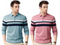 Noble Monk MenS (Combo Pack Of 2) -Regular Fit Polo T Shirt|Full Sleeves |Collar Tshirts | Casual T-Shirt For Men
