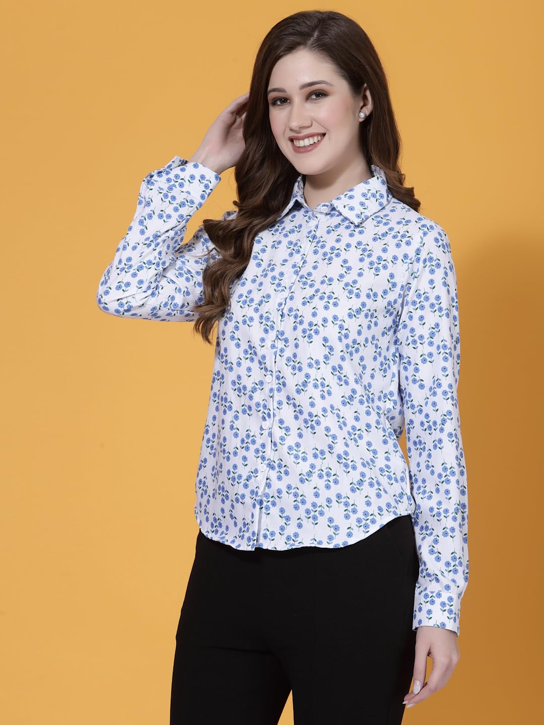 OOMPH! Shirts for Women, Floral Printed, White