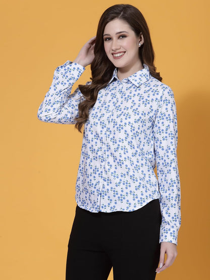 OOMPH! Shirts for Women, Floral Printed, White