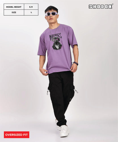 SHODOX Mens 100% Cotton Oversized Half Sleeve Tshirt for Men - Drop Shoulder Front and Back Printed Round Neck Tshirts, Relaxed