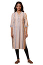 Aurelia WomenS Cotton Striped Regular Kurta (24Fea14847_Off White
