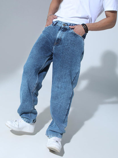 Hubberholme Men Blue Cotton Tapered Fit Mid-Rise Jeans