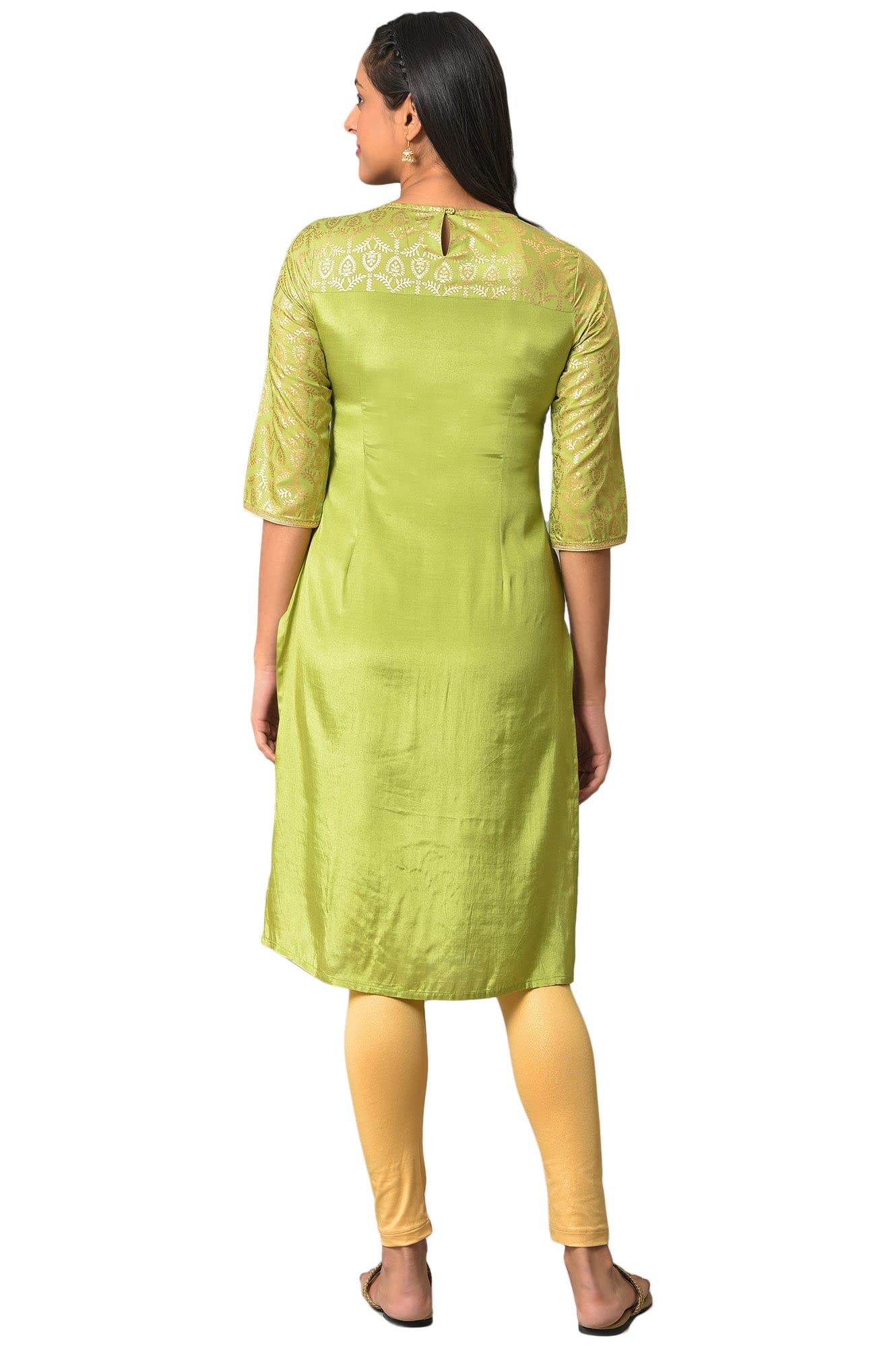 Aurelia Green Foil Print Regular Kurta For Women