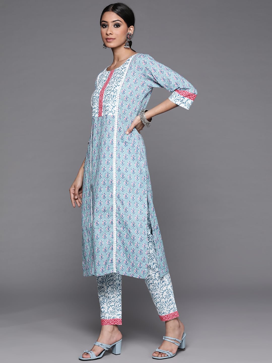 Libas Womens Cotton Kurta Sets (33204O_Blue