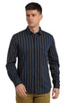 Turtle Men 100% Cotton Slim Fit Blue Striped Casual Shirt