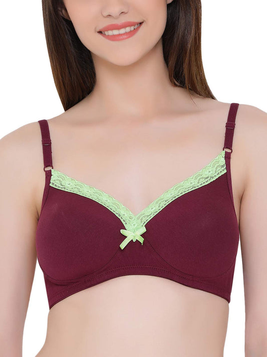 Clovia Womens Cotton Lightly Padded Non-Wired T-Shirt Bra (BR1270R12_Purple_38B)