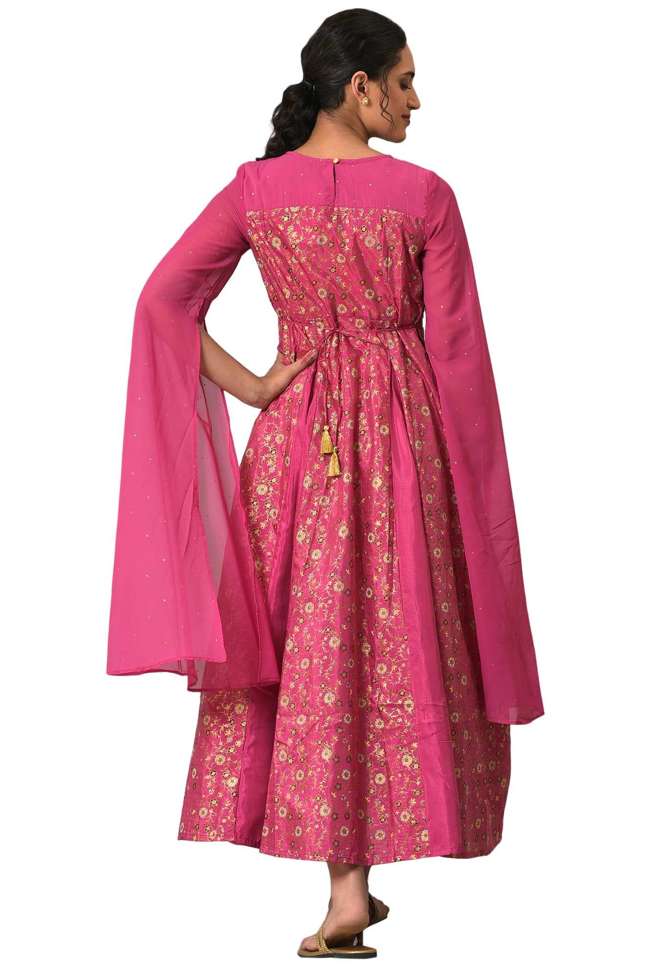 Aurelia WomenS Polyester Fit And Flare Midi Dress (22Aua13654-506523_Pink