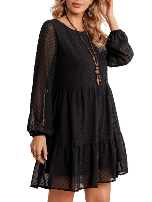 Tagas Women'S Georgette Fit And Flare Knee-Length Dress (Op-1000-Black-S_Black_S)
