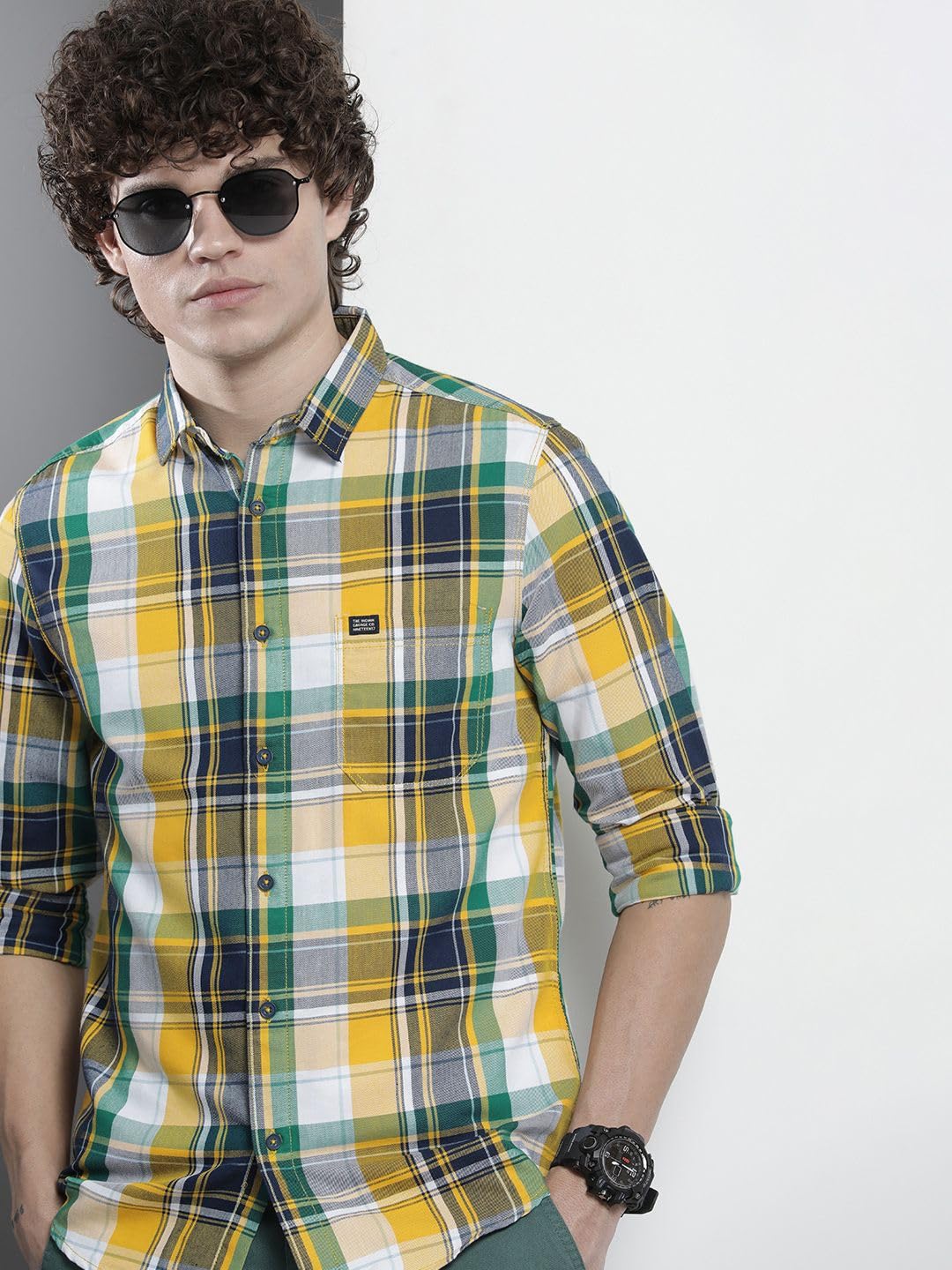 The Indian Garage Co Mens Slim Fit Shirt (1122-SHBCCPYD-04-01_Yellow