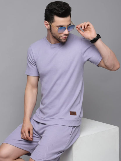 Rigo Waffle Knit Self Textured Co-Ord Set For MenS | Night Suit Set For MenS | Lounge-Wear Nightdress Pajama Set For MenS | N