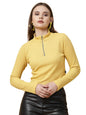 Rigo High Collar Zipper Waffle Knit Top for Women | Casual Long Sleeves Western Tops for Women