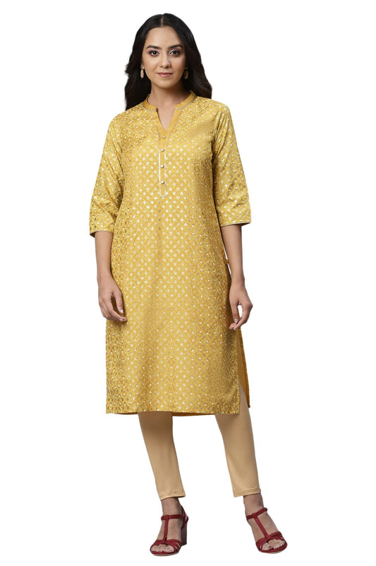 Aurelia Women Polyester Floral Printed Straight Kurta