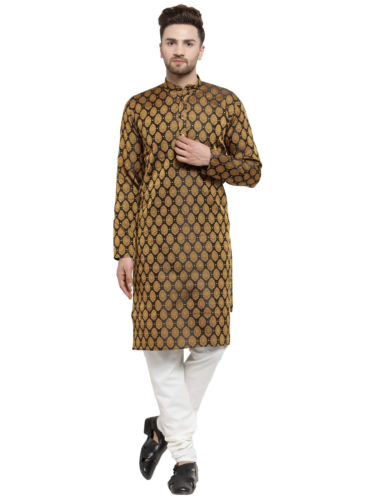 Jompers Mens Jacquard Silk Kurta And Pyjama