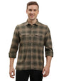 Turtle Men 100% Cotton Checkered Brown Casual Oversize Shirt