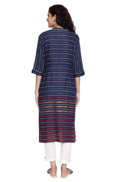 Aurelia Boat Neck Cotton Womens Knee Length Kurta (S21AUA11868-P)