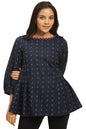 W For Woman Blue Cotton Floral Printed Tunic Top With Thread W For Womanork