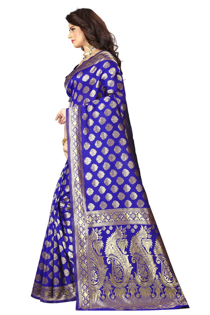 Shasmi Sarees Womens Art Silk Royal Blue Kanchipuram Saree (SAN PARI 72 R BLUE)