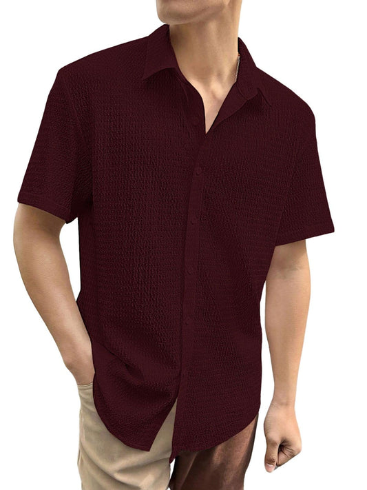 Greciilooks For Casual Stylish Polycotton Regular Formal Shirt Maroon