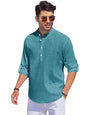 Noble Monk Men Full Sleeve Solid Casual Regular Fit Mandarin/Chinese Collor Short Kurta For Men Ink Blue
