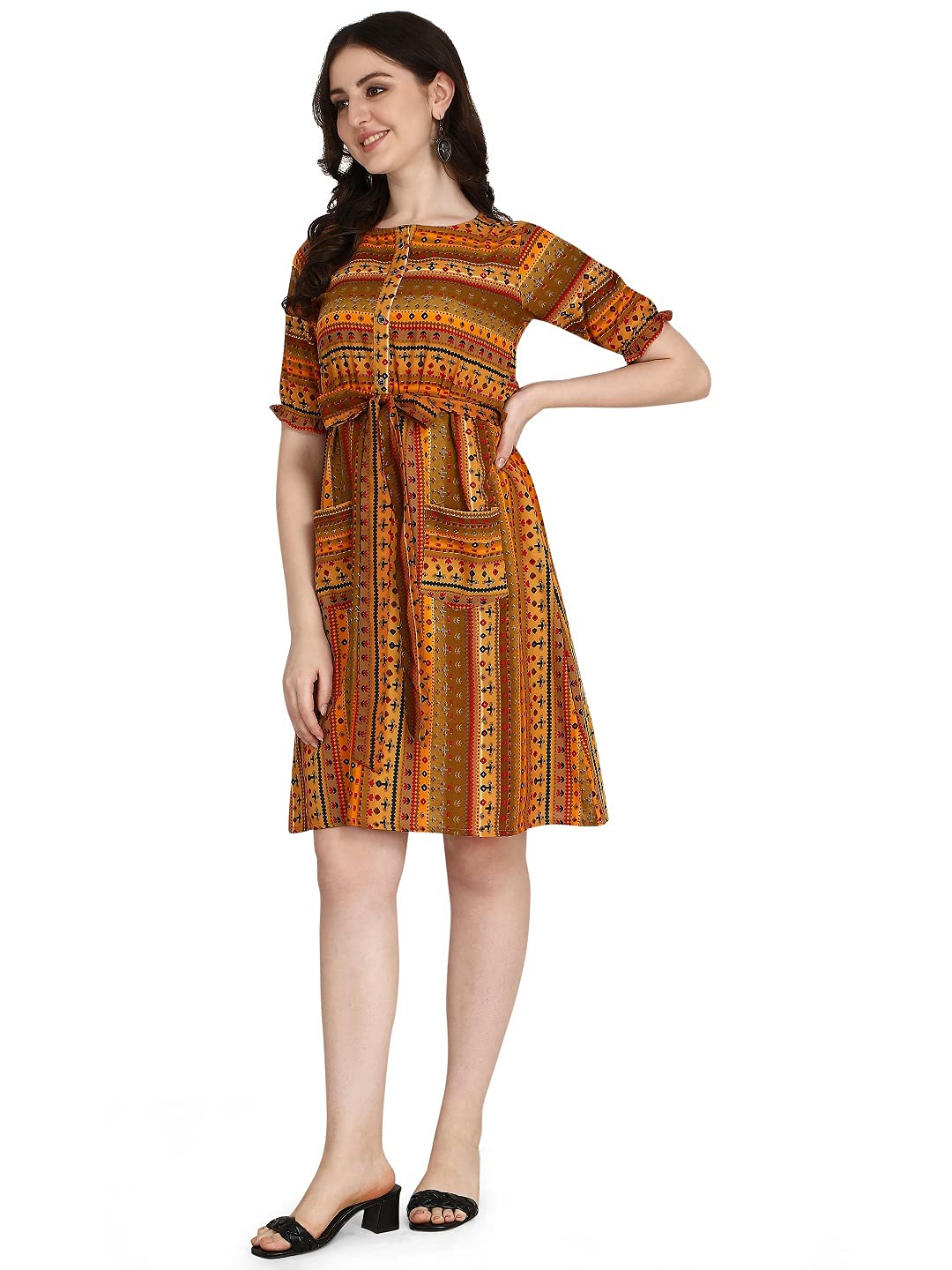 GRECIILOOKS Women's Rayon Mini Dress