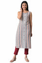 Aurelia Women White Cotton Geometric Yarn Dyed Kurta (23Aua14110-702276-M)