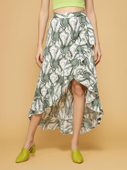 OOMPH! Long Skirts for Women Green - msk074