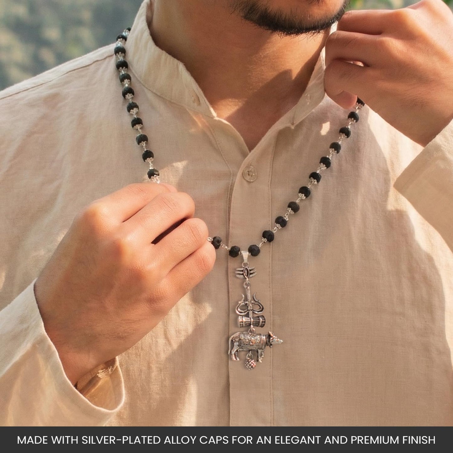 Astrotalk Shiv Raksha Karungali Malai with Trishul Nandi Pendant | Karungali Mala Original 54 Beads | Blessings of Lord Shiva & Murugan | Divine Mala for Protection & Calmness | Gift for Man & Woman