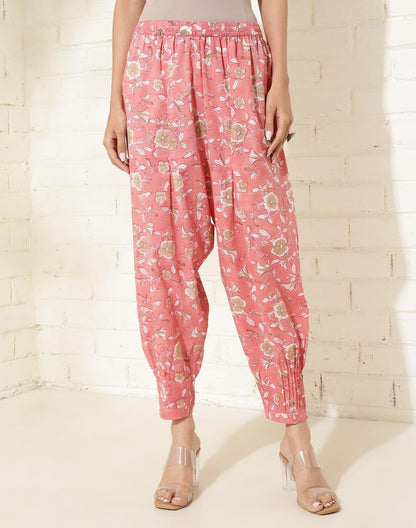 Fabindia Pink Cotton Hand Block Printed Salwar