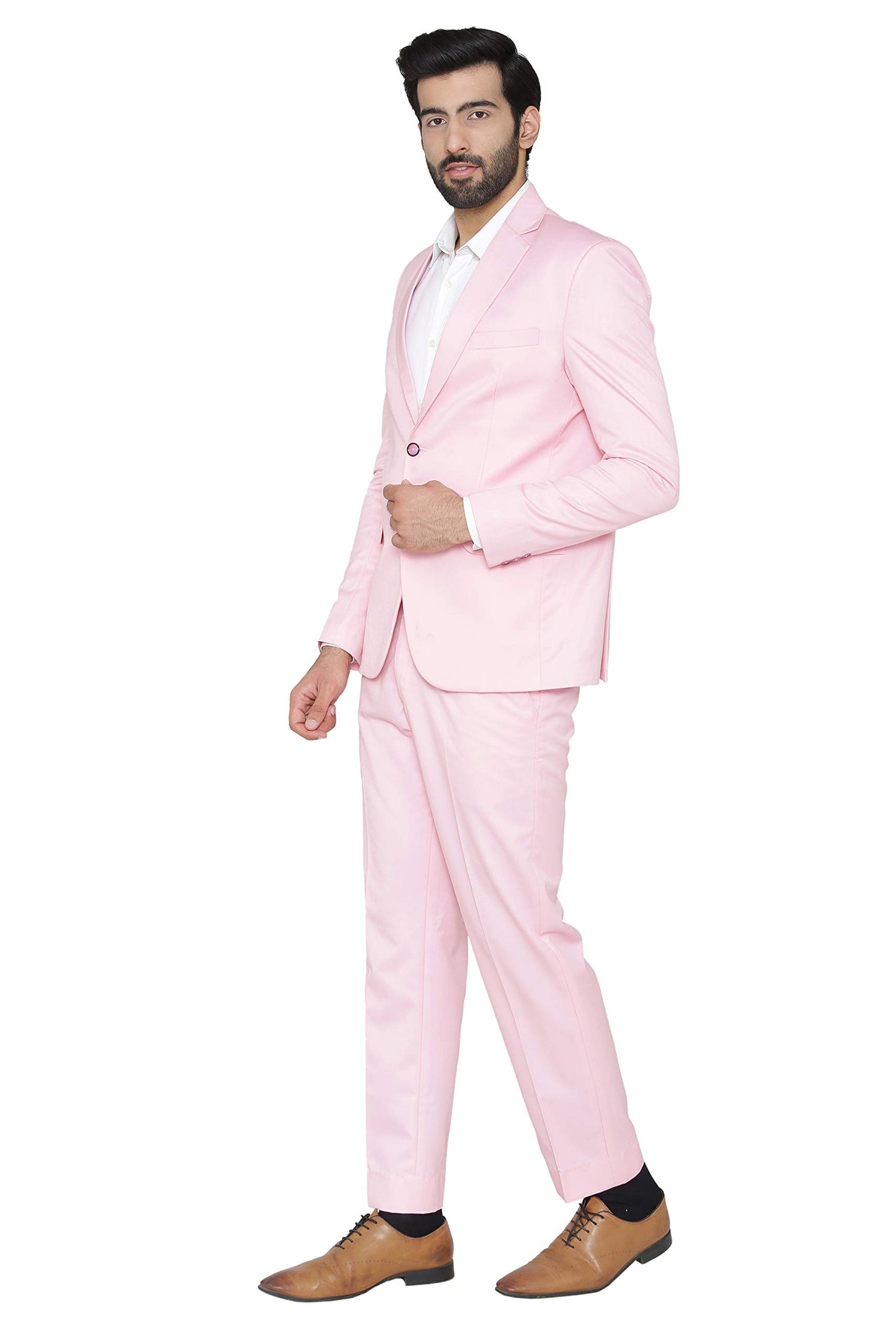 WINTAGE Mens Polyester Cotton and Evening 2 Pc Suit : Pink