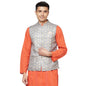 Fabindia Men Tussar Printed Nehru Jacket Silk_L