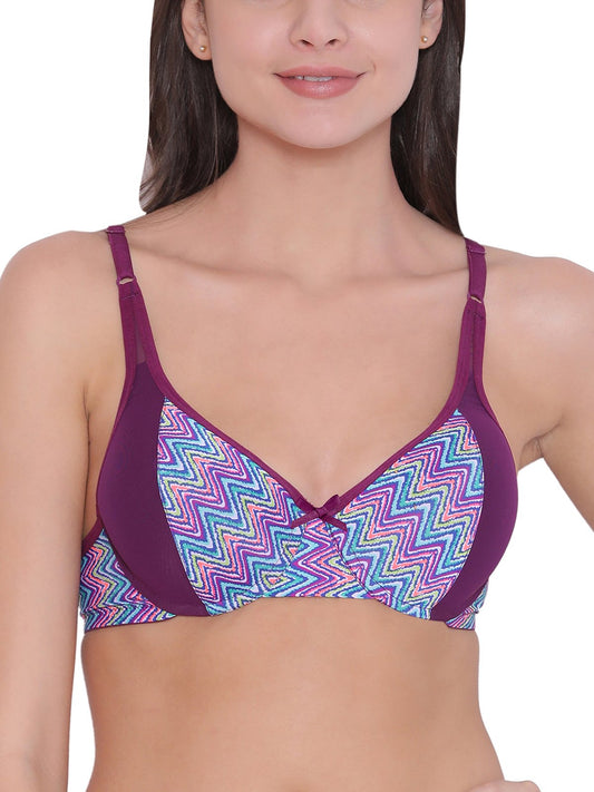Clovia Womens Padded Underwired Printed Push-Up Bra (Br1406P15_Purple_40B)