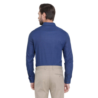 Turtle Men 100% Cotton Blue Solid Slim Fit Formal Shirt