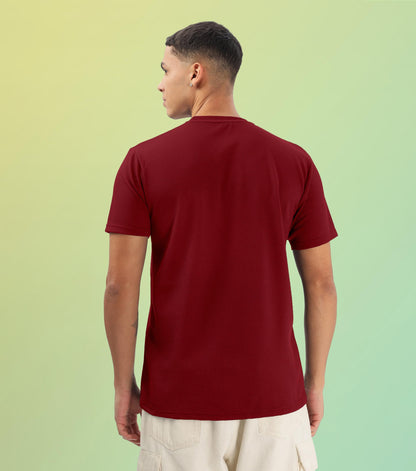 SHODOX Mens Solid Round Neck Half Sleeve Regular fit Tshirt (Pack of 1) Maroon
