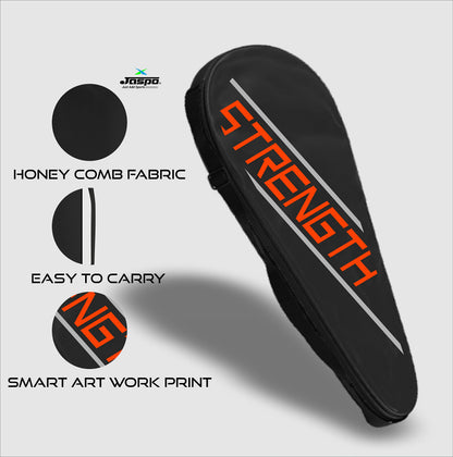 Jaspo Steel Badminton Racket Combo Set - Lightweight, 1 Pair with 5 Feather Shuttlecocks & Carrying Bag, Black, One Size