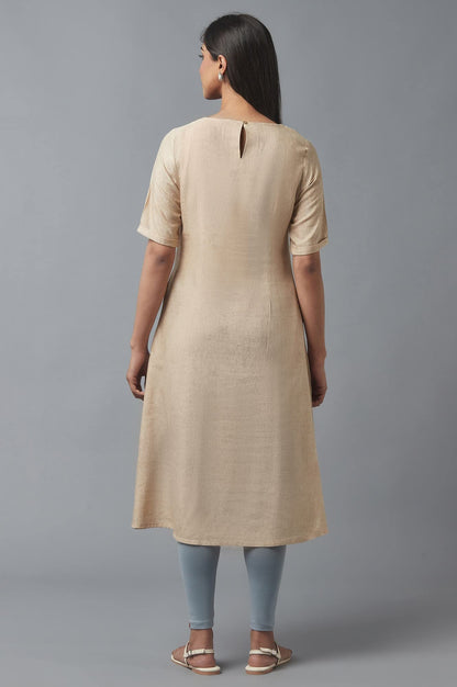 W for Woman Almond Beige Sequin Work Kurta