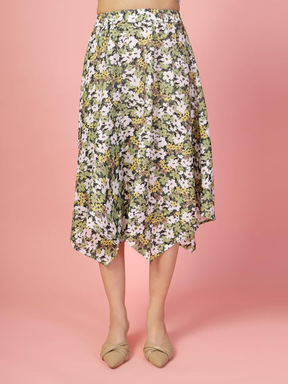 OOMPH! Long Skirts for Women Green - msk189