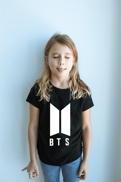 Uniplanet Store GirlS T Shirt With Collarless Round Neck Half Sleeves Solid Pattern Bts Theme Regular Fit And Standard Length B