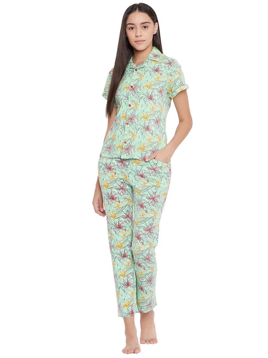 Clovia WomenS Cotton Ankle Length Regular Fit Pajamas Pajama Set (Pack Of 2) (Ls0025A11Xl_Green), X-Large