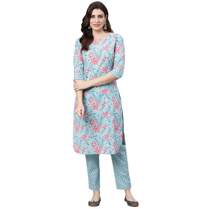 Idalia Sky Blue Printed Kurta Set