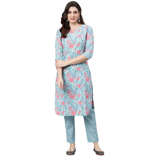 Idalia Sky Blue Printed Kurta Set