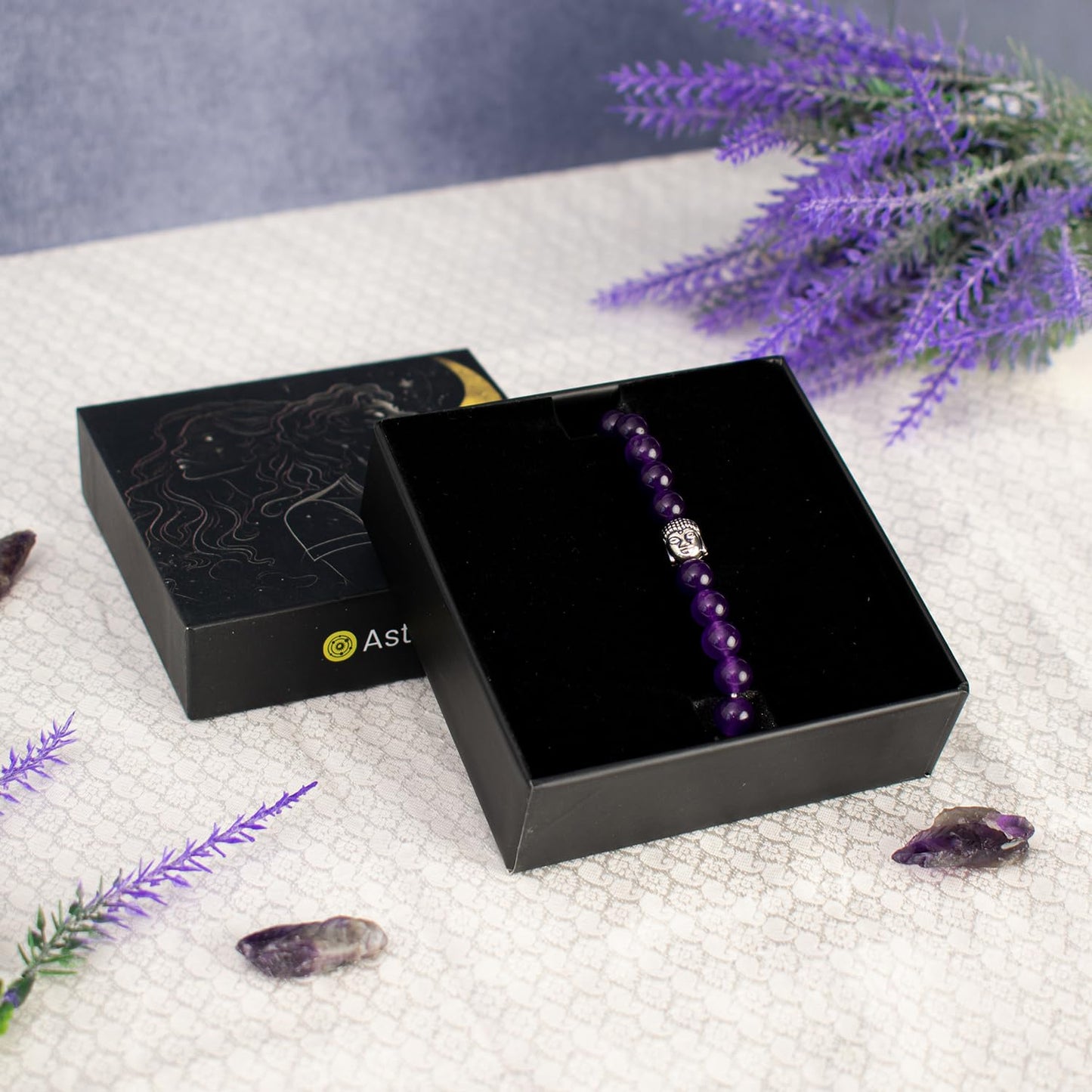 Astrotalk Amethyst Bracelet | Healing Crystal for Calmness & Spiritual Growth | Crystal Bracelet for Women & Men | Natural Amethyst Stone | Certificate of Authenticity